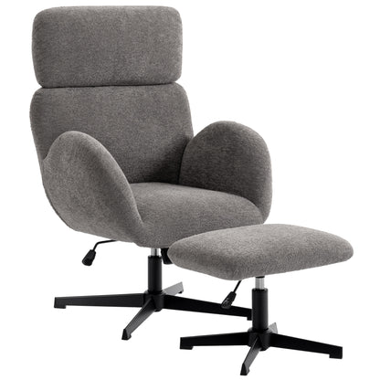 Swivel Armchair with Footstool, Rocking Accent Chair, Grey