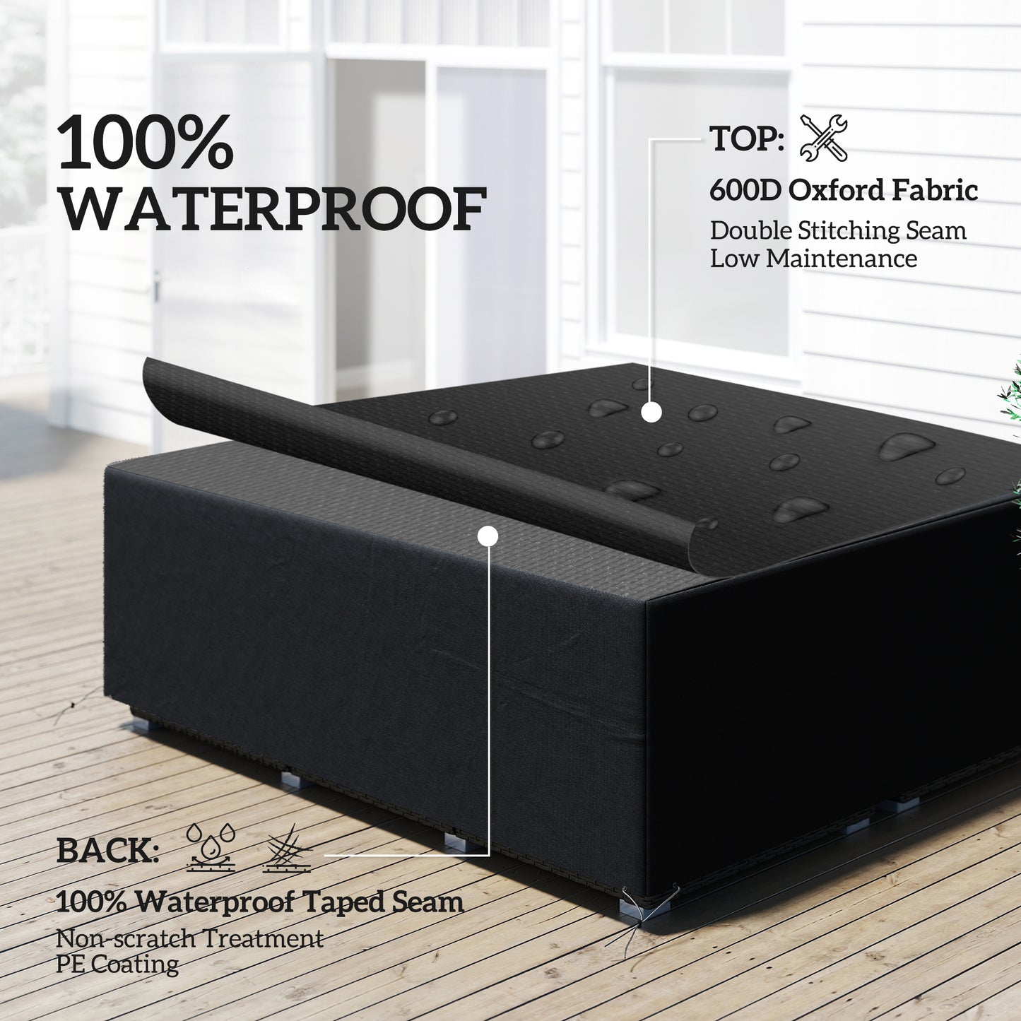 225x210cm Outdoor Garden Furniture Protective Cover Black