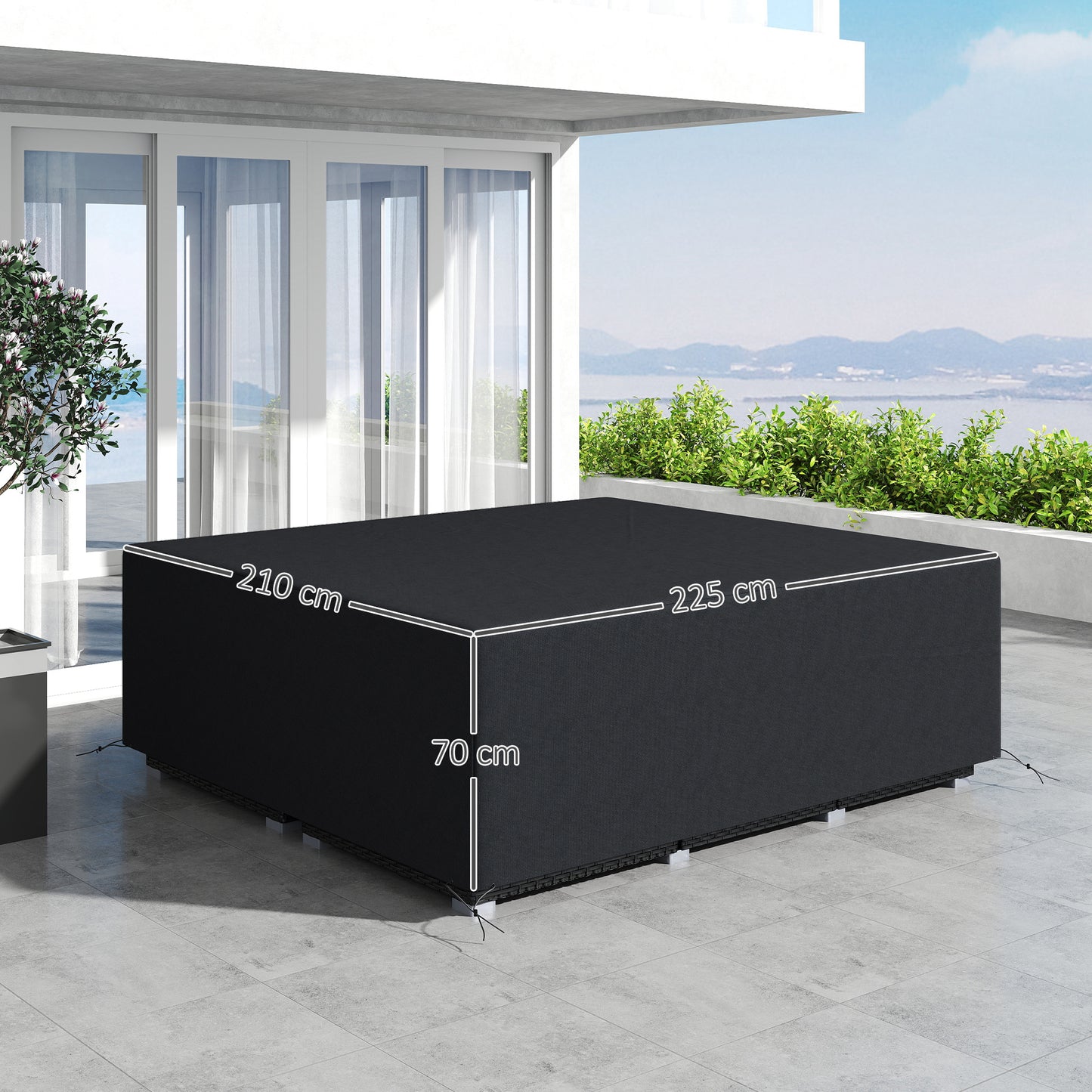 225x210cm Outdoor Garden Furniture Protective Cover Black