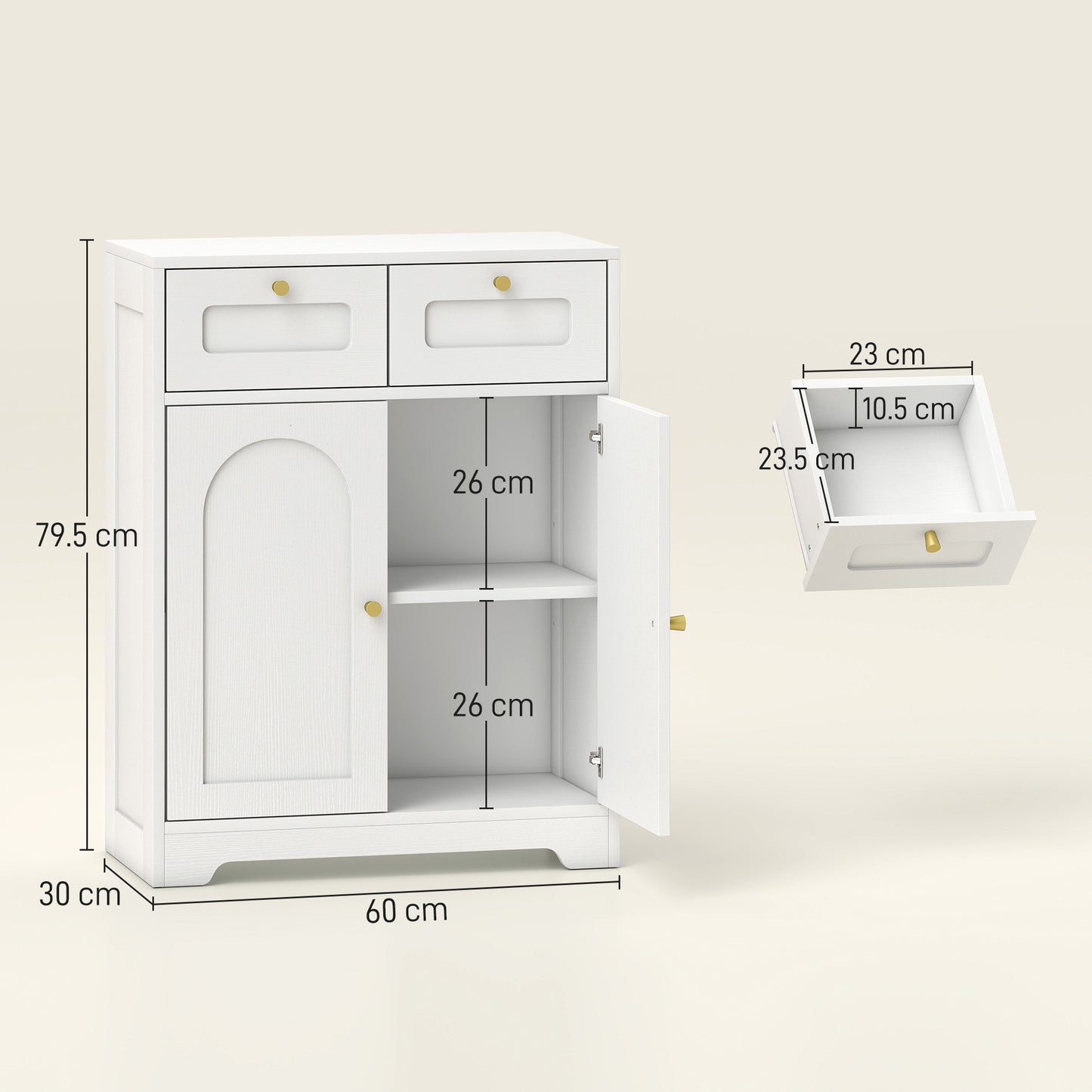 Bathroom Floor Cabinet, Bathroom Storage Unit with 2 Doors, White