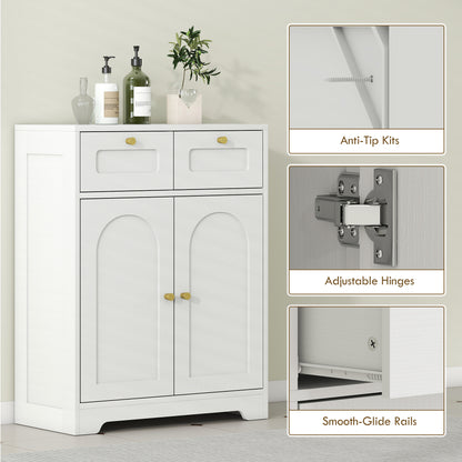 Bathroom Floor Cabinet, Bathroom Storage Unit with 2 Doors, White