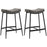 Kitchen Stools Set of 2, Microfibre Upholstered Barstools, Industrial Bar Chairs with Curved Seat and Steel Frame