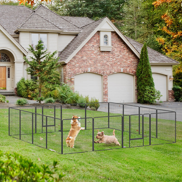 16 Panels Heavy Duty Puppy Playpen, for Small and Medium Dogs, Indoor and Outdoor Use - Grey