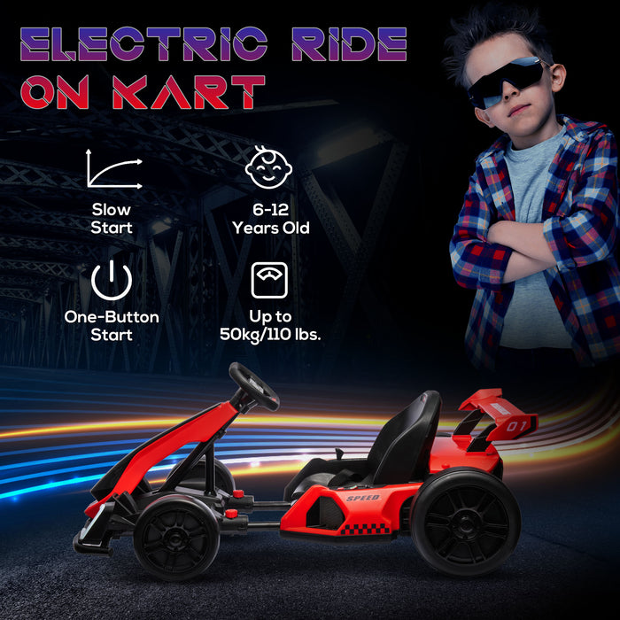 24V Electric Go Kart for Kids with Adjustable Seat, Red