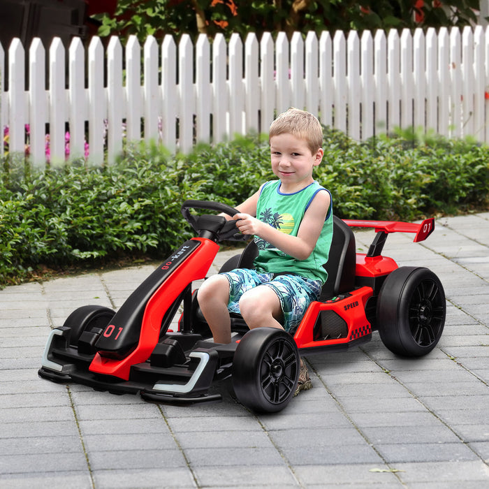 24V Electric Go Kart for Kids with Adjustable Seat, Red