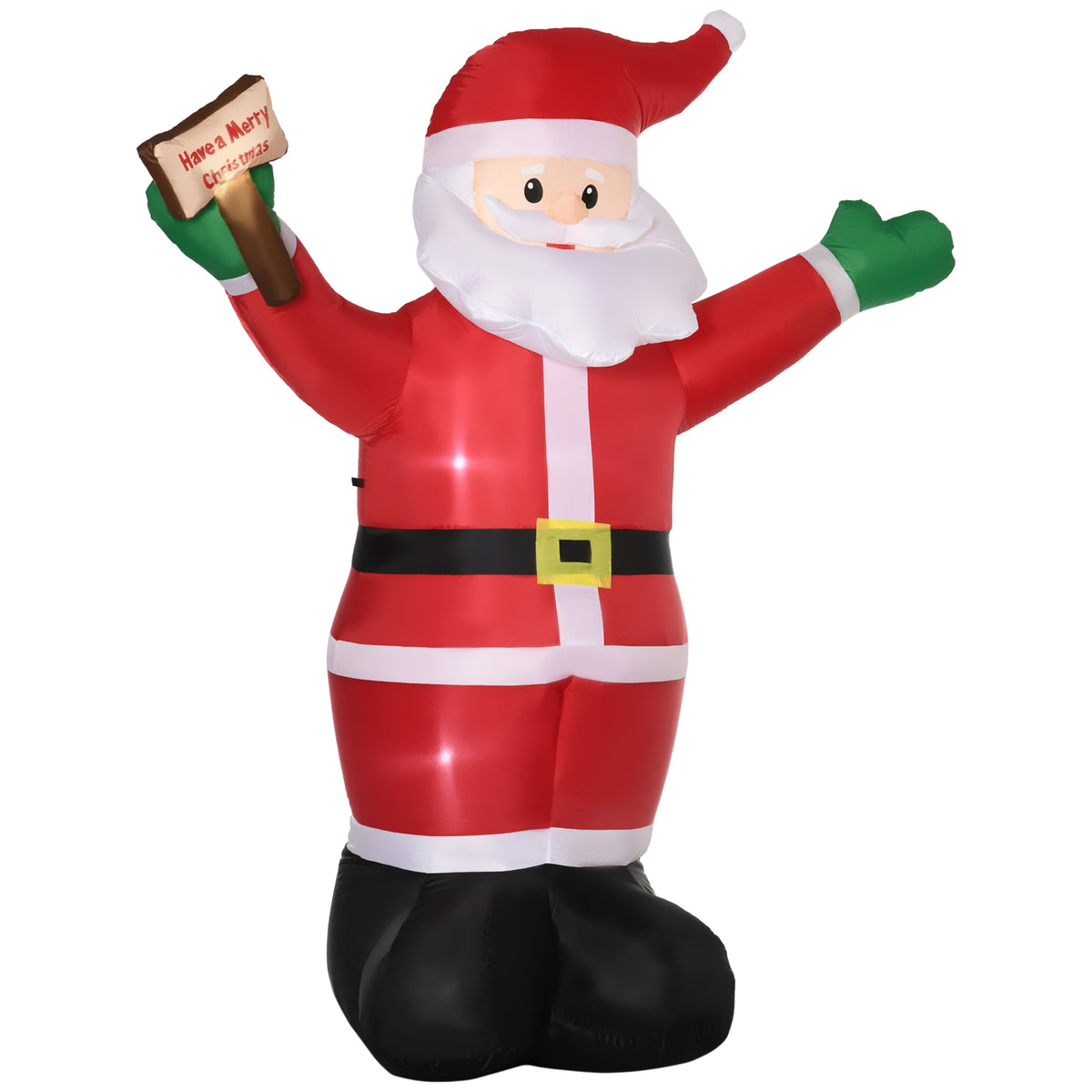 8' Inflatable Christmas Santa Claus Holds Light Sign of Blessings LED