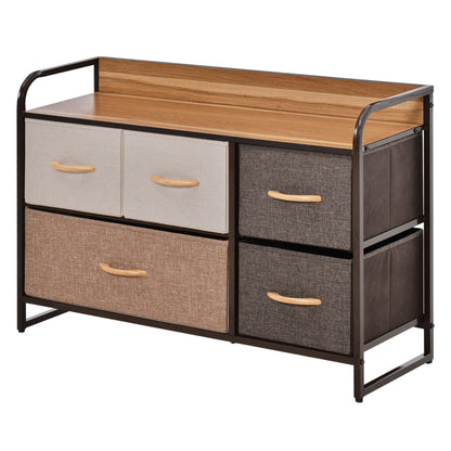 Drawer Dresser Tower Unit Clothes Storage Organizer with Wood Top, Steel Frame