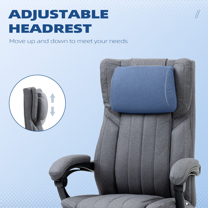 High Back Computer Desk Chair, Executive Office Chair with Adjustable Headrest, Footrest, Reclining Back, Grey