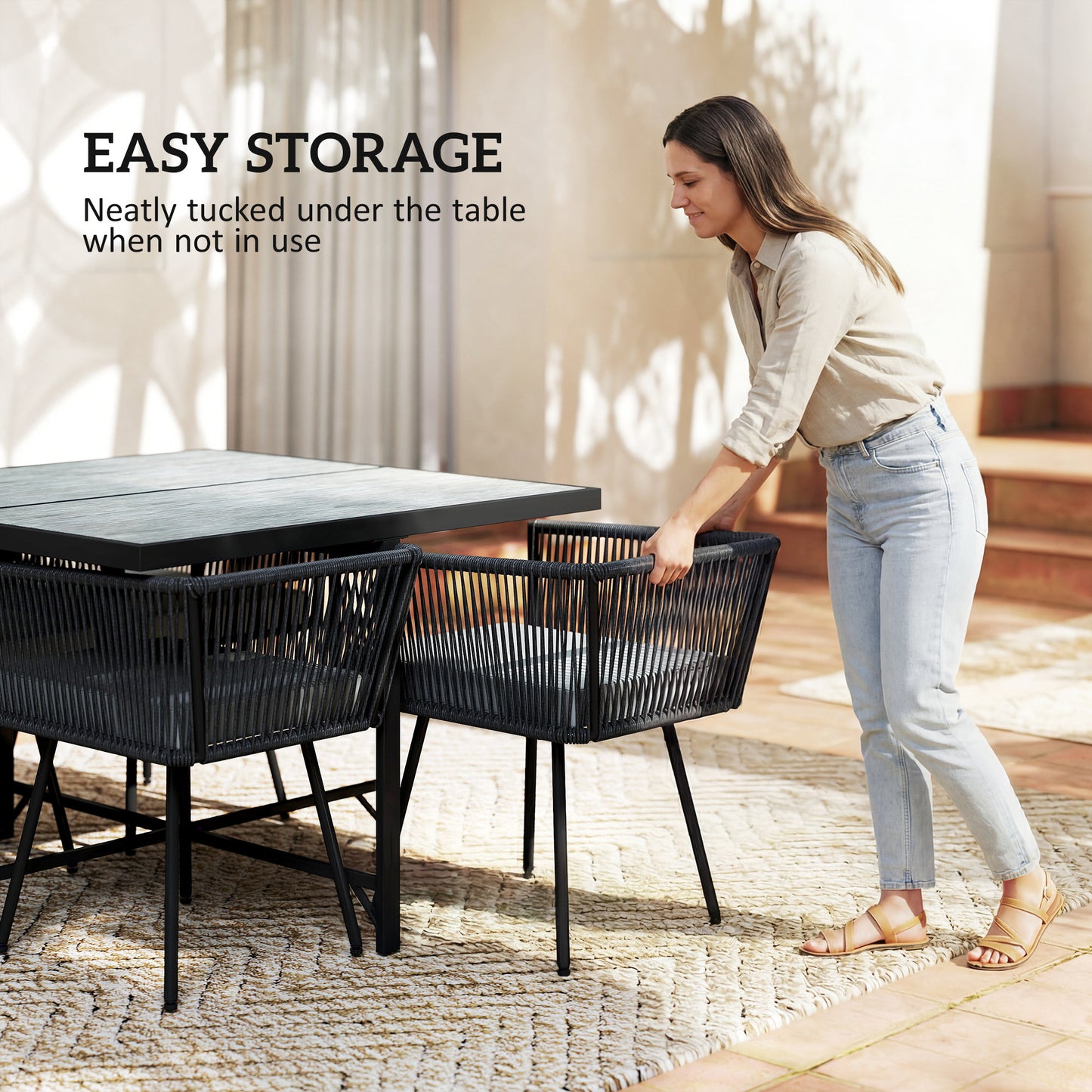5 Piece Garden Furniture Set, Garden Dining Set with 4 Chairs
