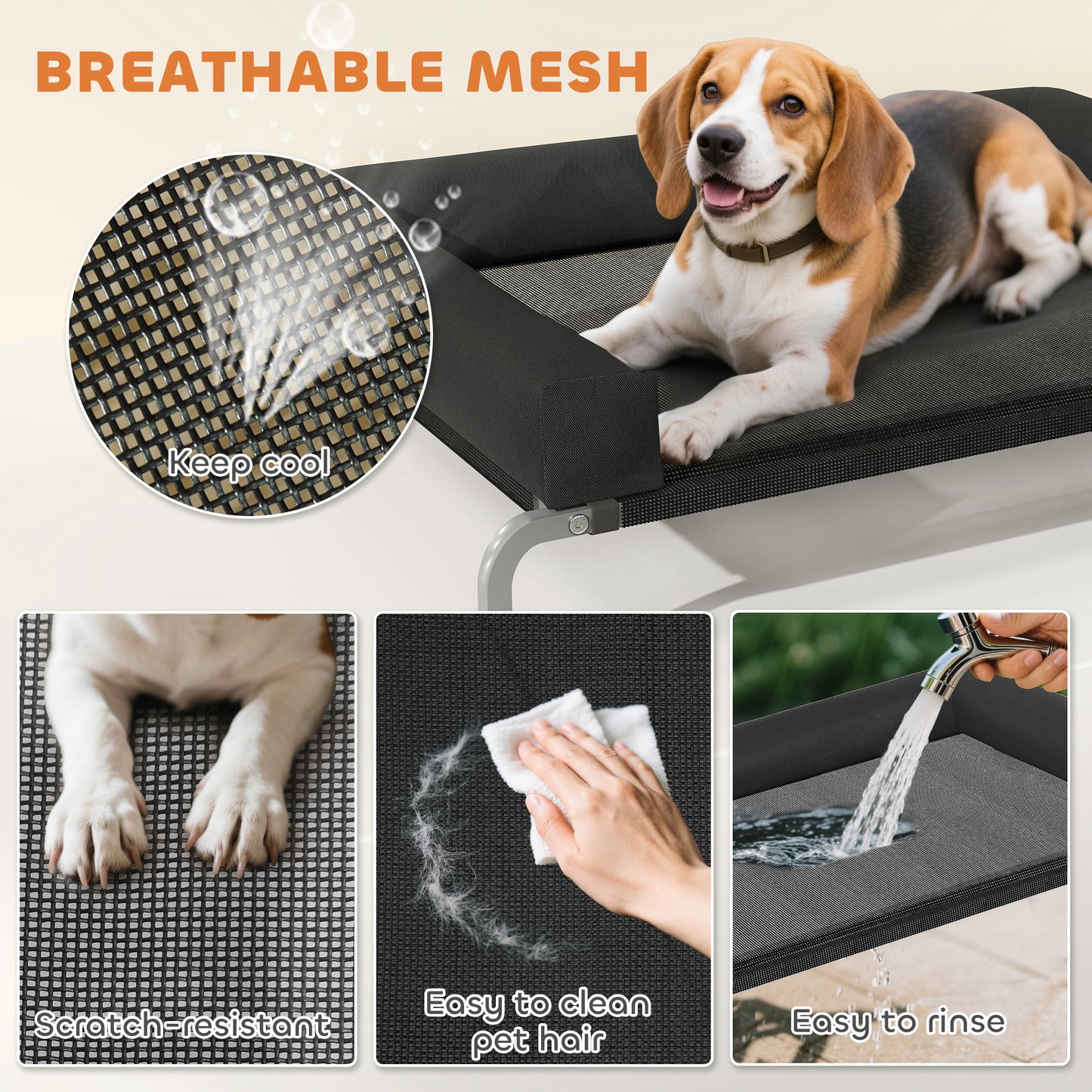 Elevated Dog Bed, Raised Dog Bed with Removable Bolsters