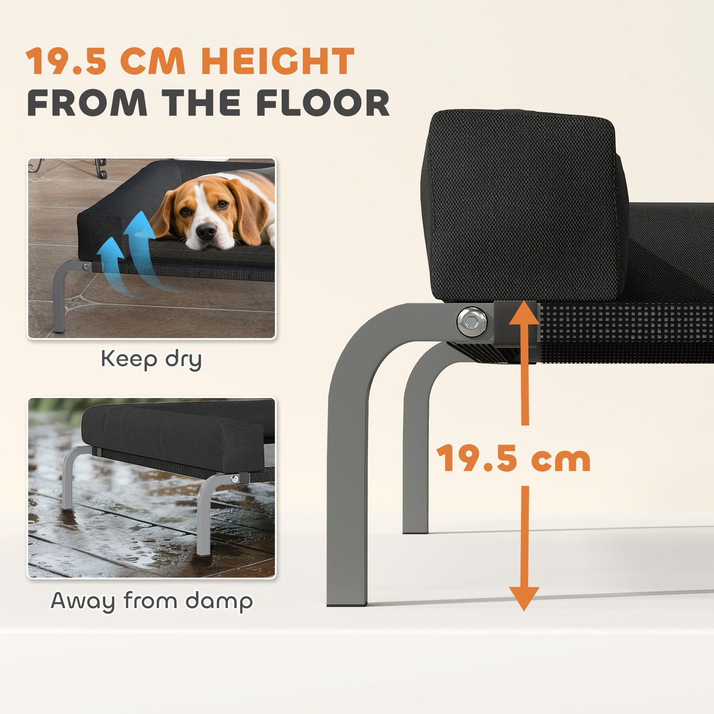 Elevated Dog Bed, Raised Dog Bed with Removable Bolsters