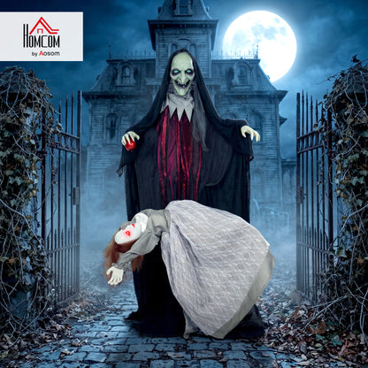 Halloween Animated Standing Witch with Floating Ghost Decoration