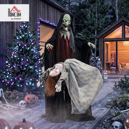 Halloween Animated Standing Witch with Floating Ghost Decoration