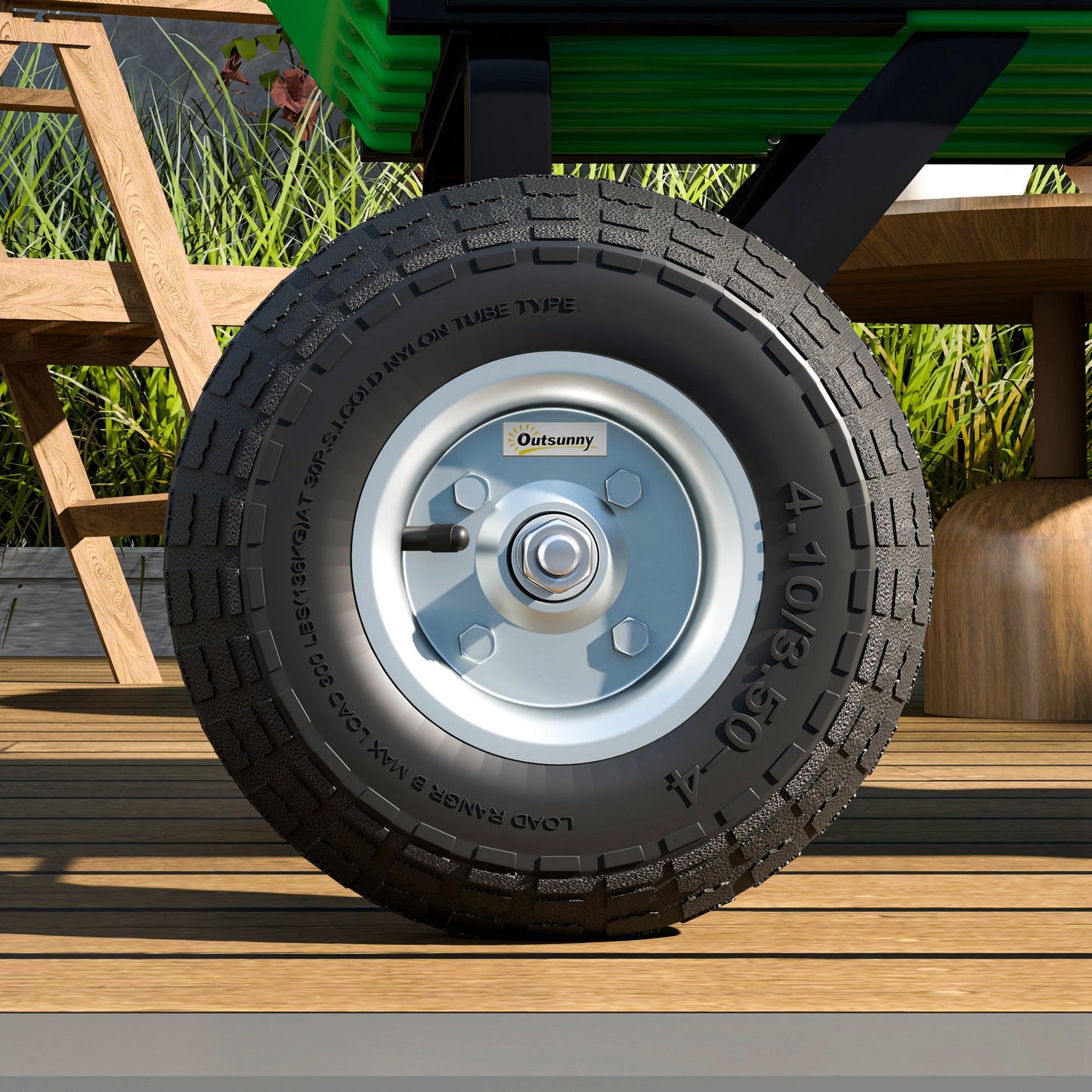 Set of Four 10" Pneumatic Wheels for Barn Carts, Garden Cart Black