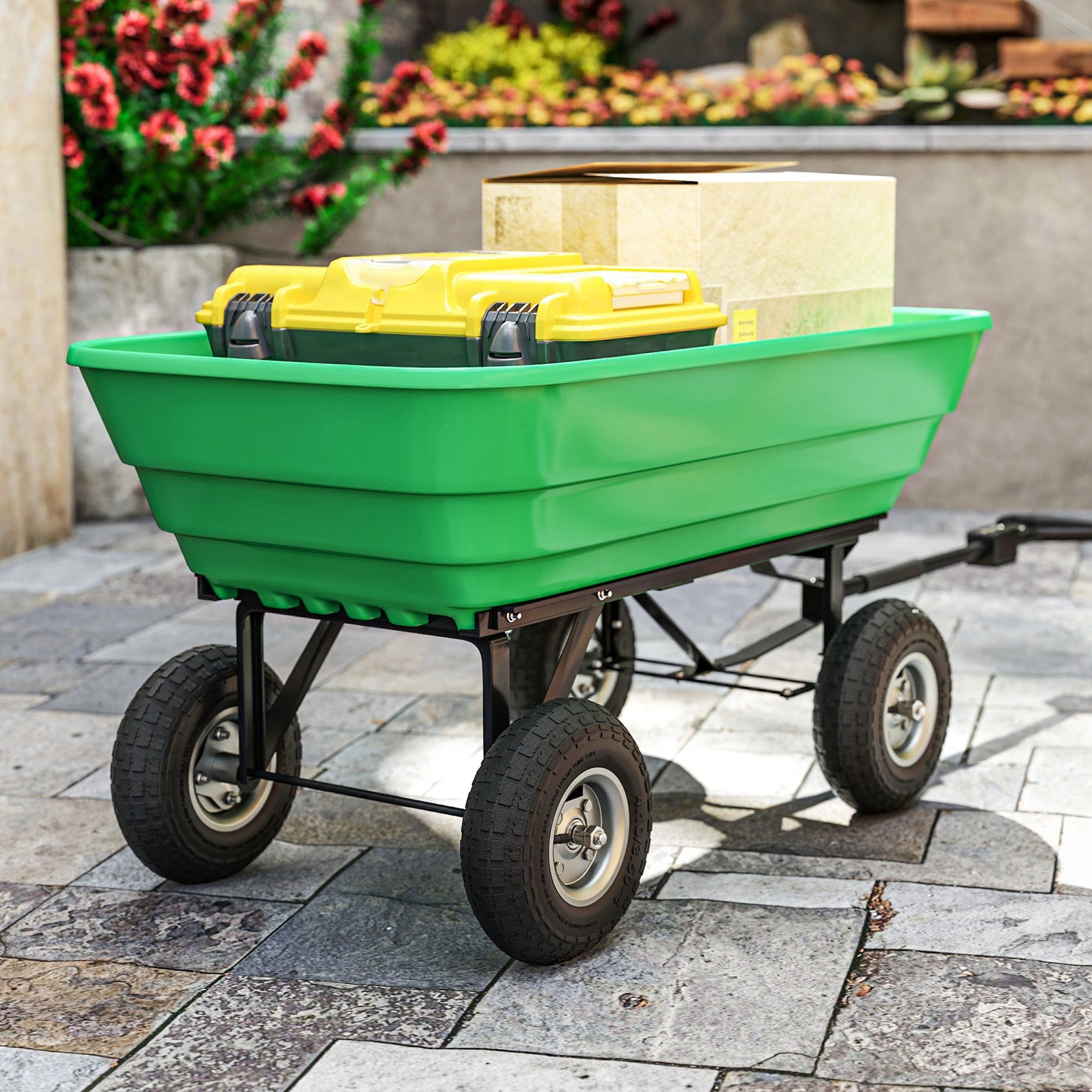 Set of Four 10" Pneumatic Wheels for Barn Carts, Garden Cart Black