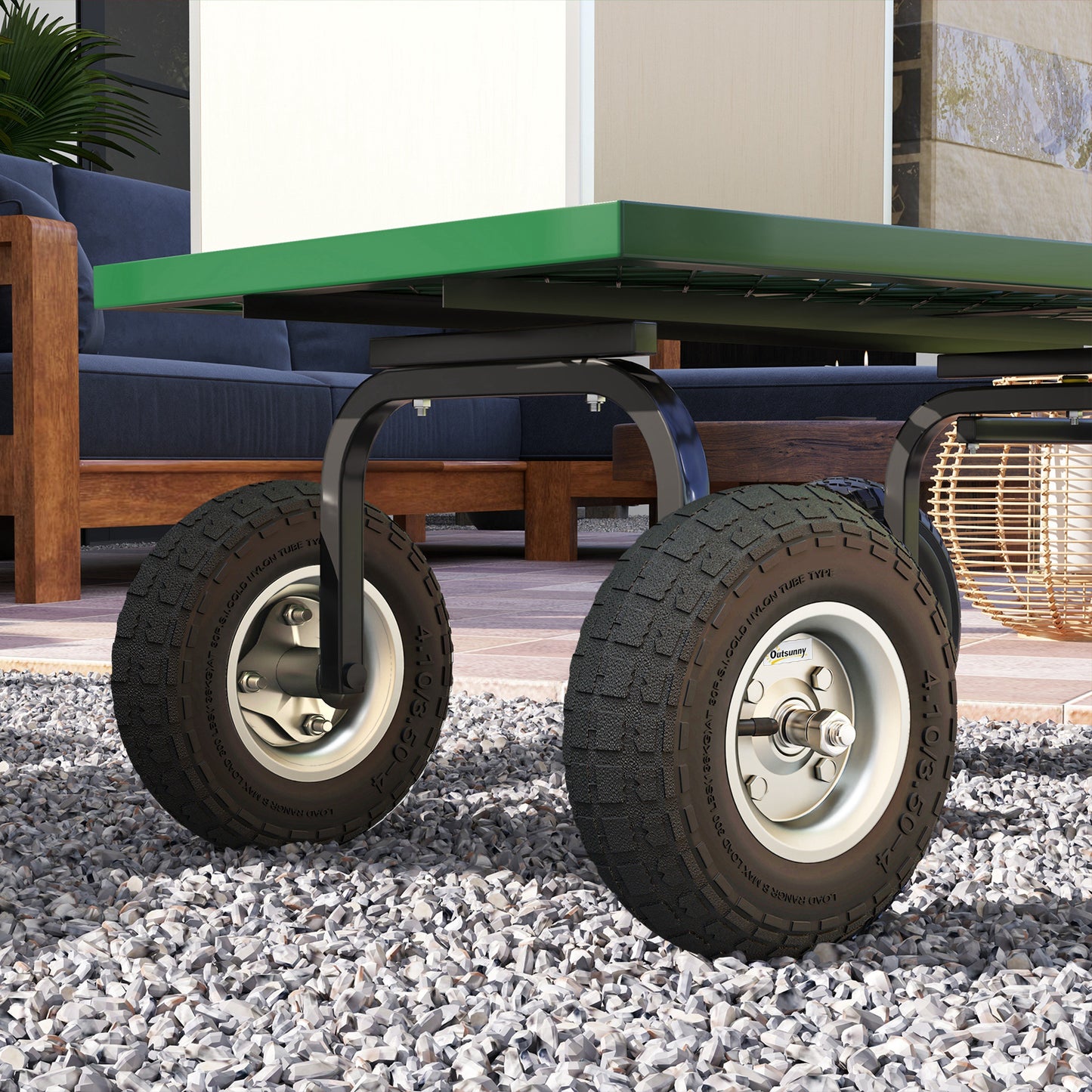 Set of Four 10" Pneumatic Wheels for Barn Carts, Garden Cart Black