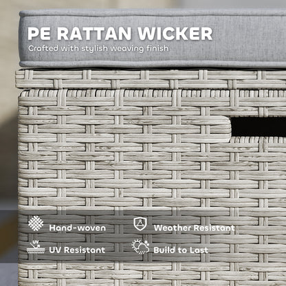 5 Piece Rattan Garden Furniture Set w/ Storage Table, Stools, Grey