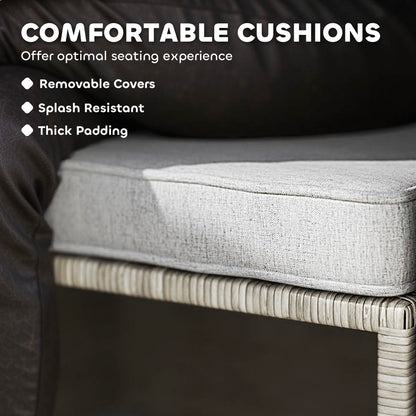 5 Piece Rattan Garden Furniture Set w/ Storage Table, Stools, Grey