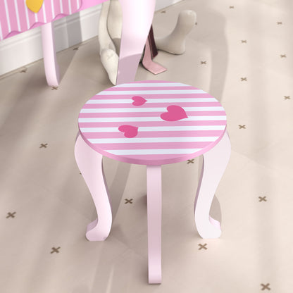 Kids Dressing Table Set, Two-Piece Children Vanity Table with Stool