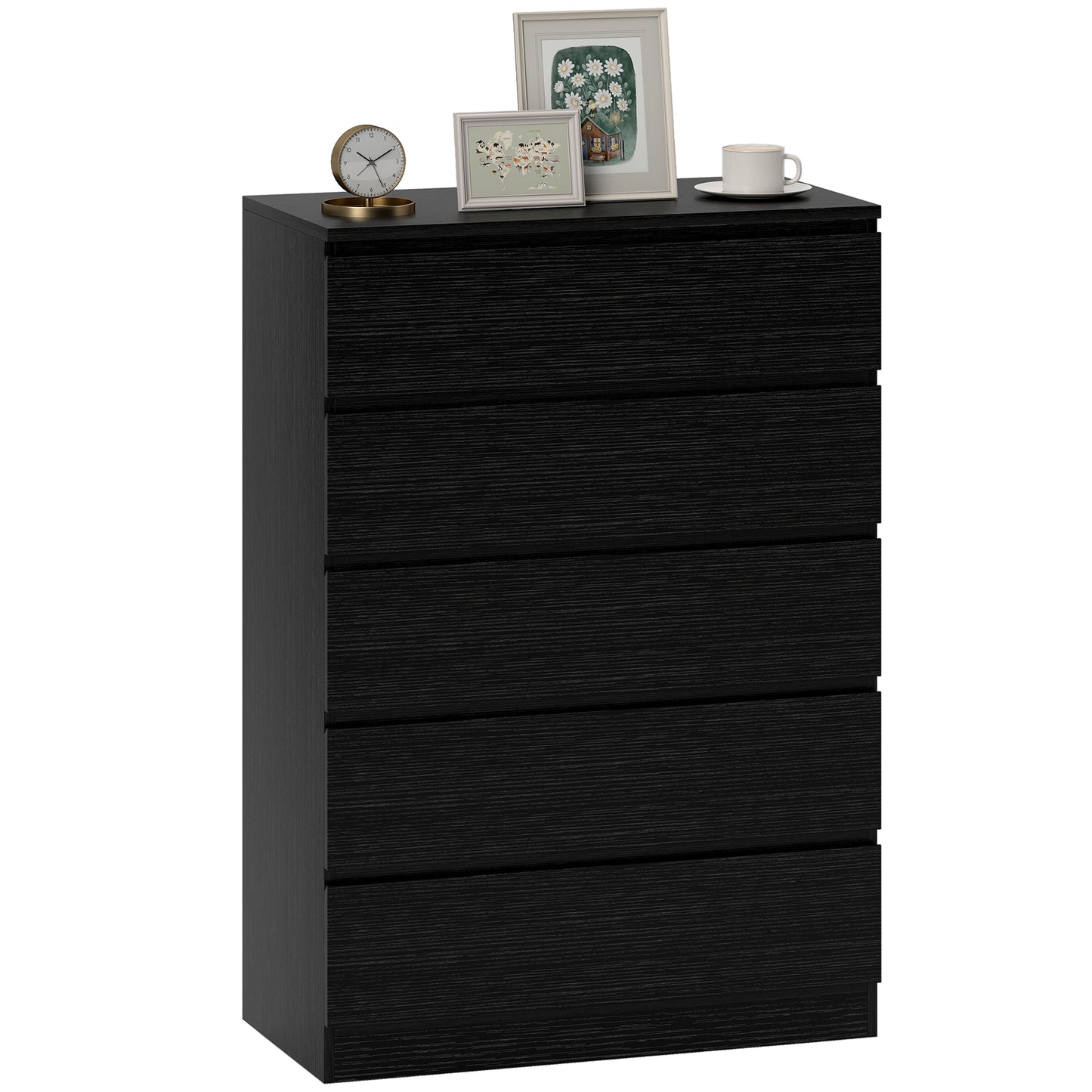 Chest of Drawers, 5 Drawer Dresser, Modern Storage Cabinet with 5 Drawers, for Bedroom, Living Room, Black