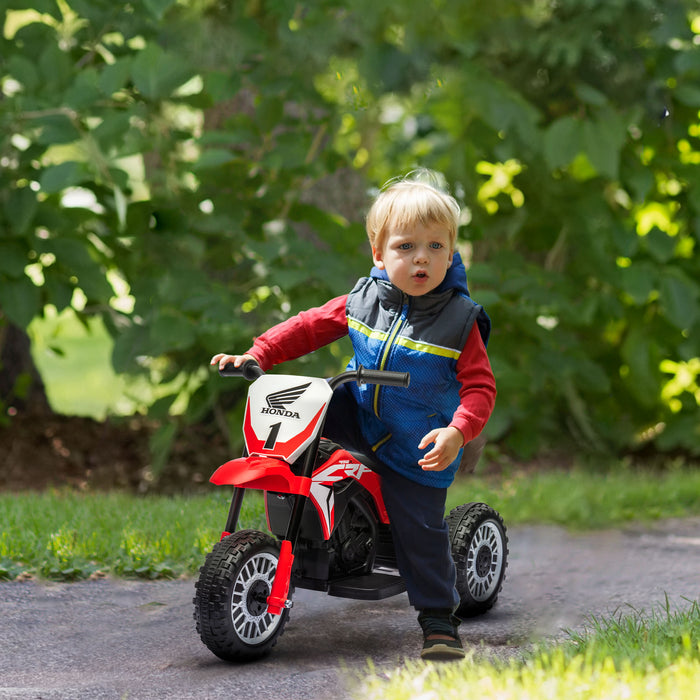 6V Kids Motorbike, 3 Wheels Kids Electric Bike with Horn, Startup Sound for Ages 18-36 Months - Red