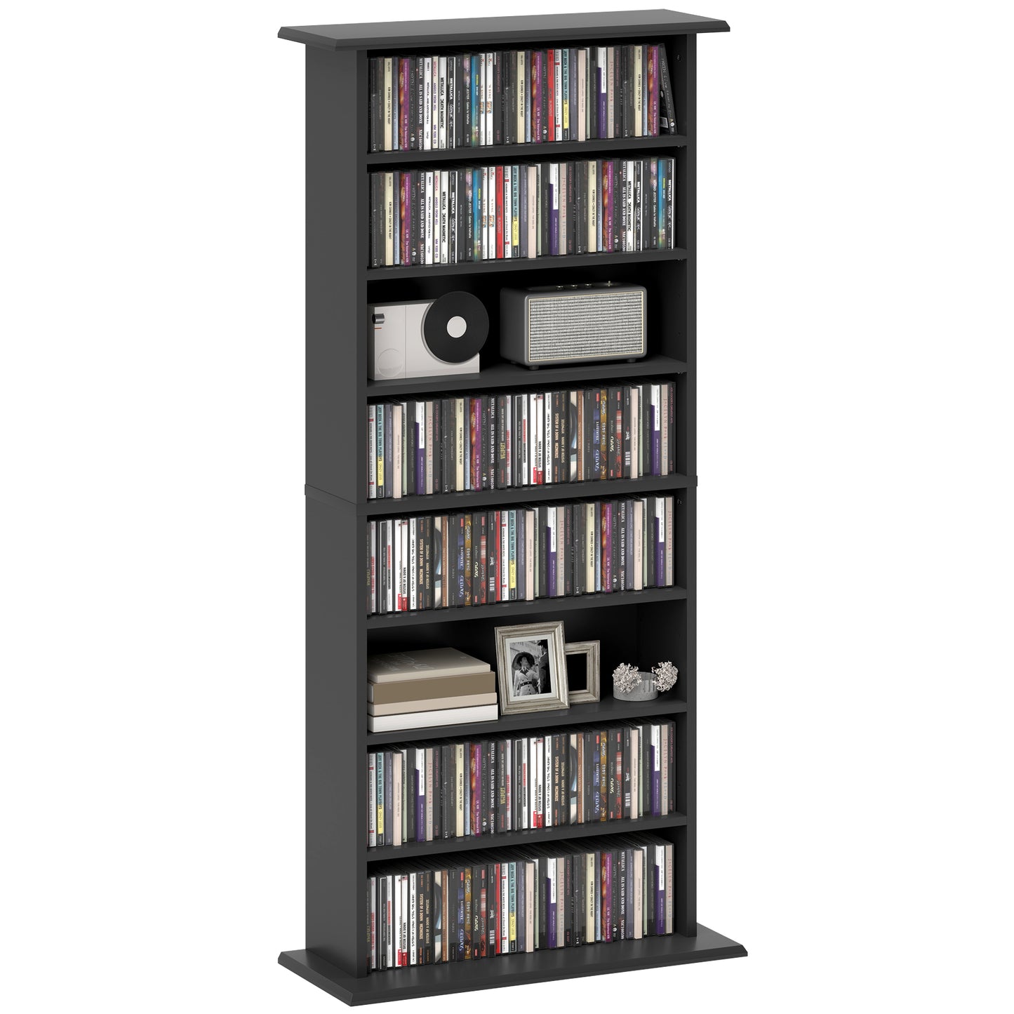 CD Storage Unit DVD Tower Blu-ray Storage Shelf for Living Room Black