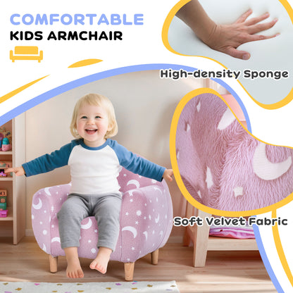 Kids Armchair, Glow in the Dark Single Chair for Bedroom, Pink