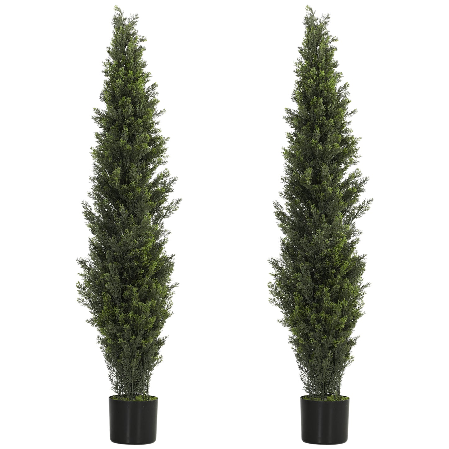 Set of 2 Decorative Artificial Plants Cypress in Weighted Pot, 150 cm Tall Fake Plant with 2035 Leaves for Home Indoor Outdoor Decor
