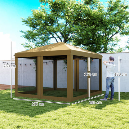 Heavy Duty Pop Up Gazebo with Removable Mesh Sidewall Khaki