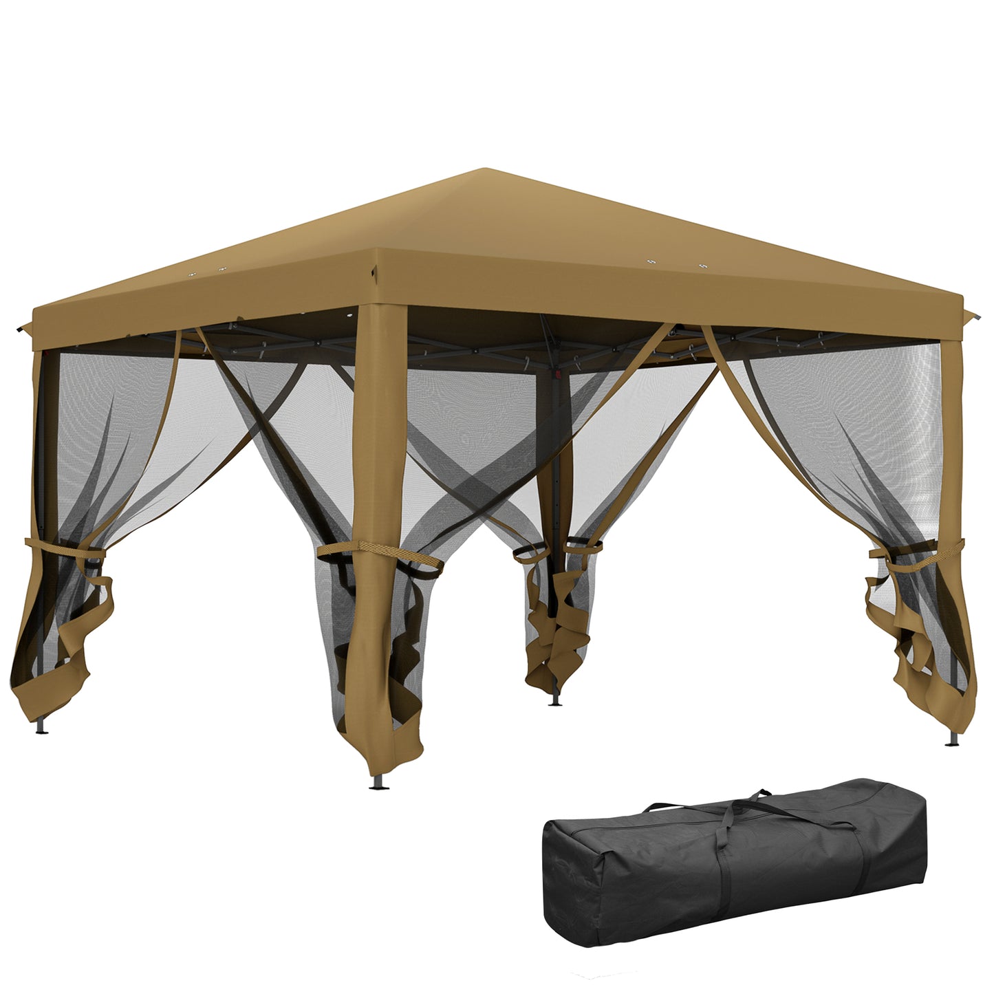 Heavy Duty Pop Up Gazebo with Removable Mesh Sidewall Khaki