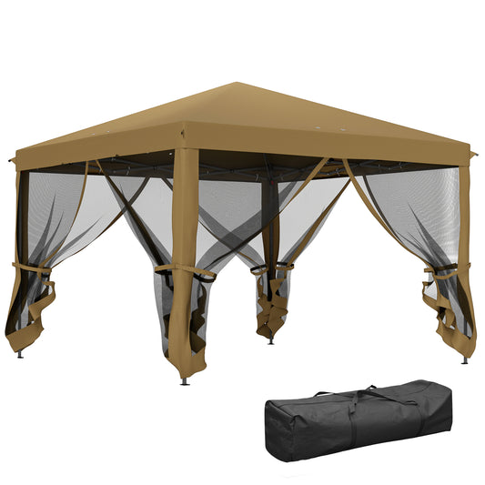 Heavy Duty Pop Up Gazebo with Removable Mesh Sidewall Khaki