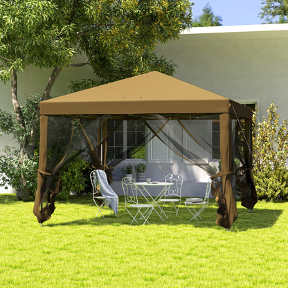 Heavy Duty Pop Up Gazebo with Removable Mesh Sidewall Khaki