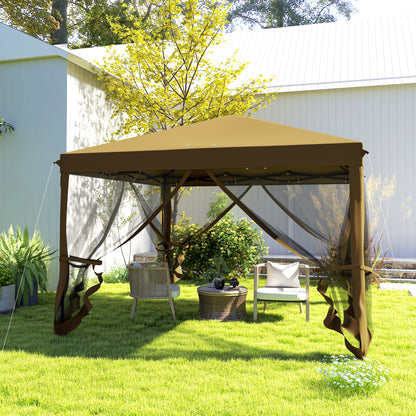Heavy Duty Pop Up Gazebo with Removable Mesh Sidewall Khaki