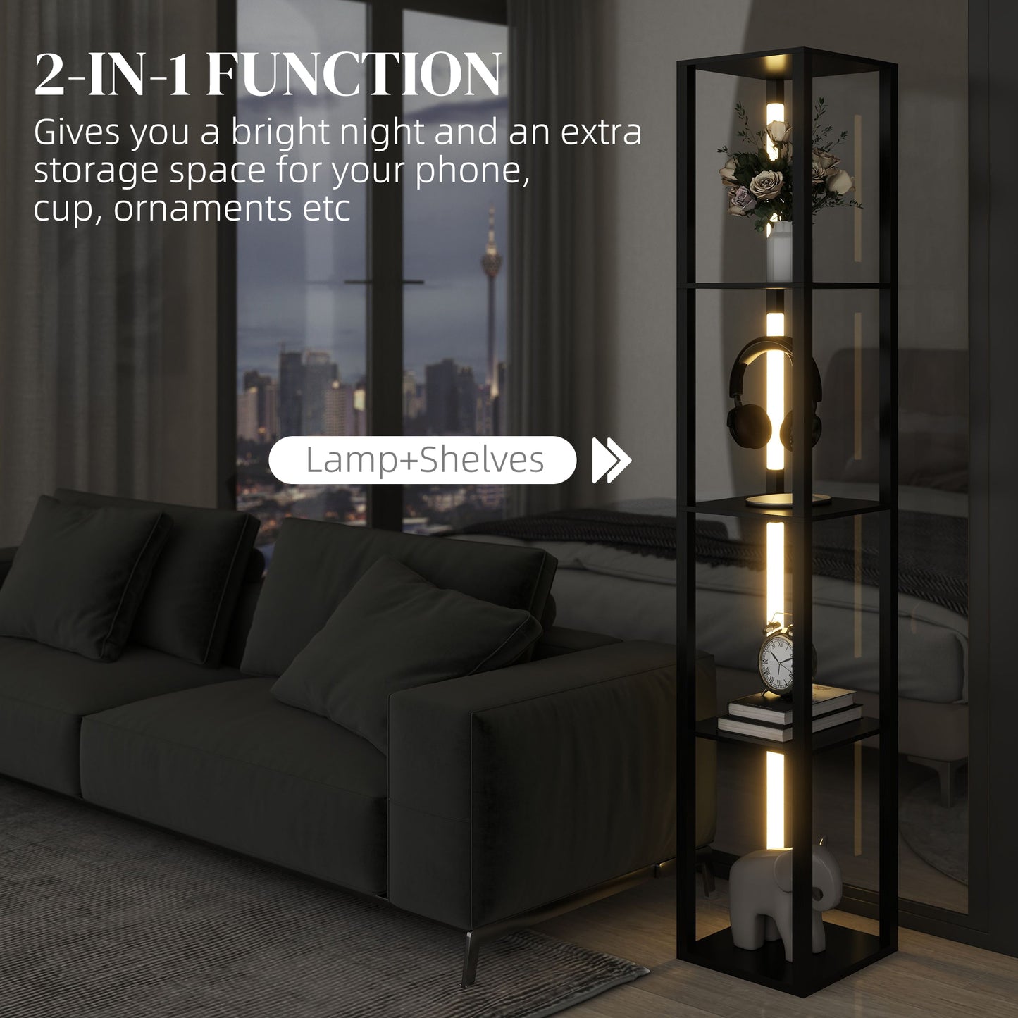 Floor Lamp for Living Room, Standing Lamp with Foot Switch, Black