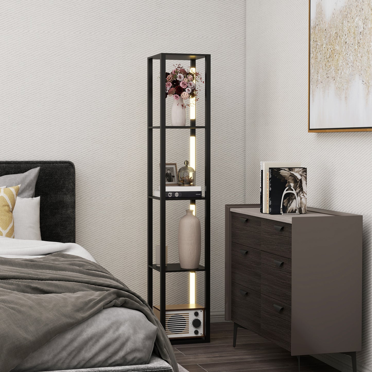 Floor Lamp for Living Room, Standing Lamp with Foot Switch, Black