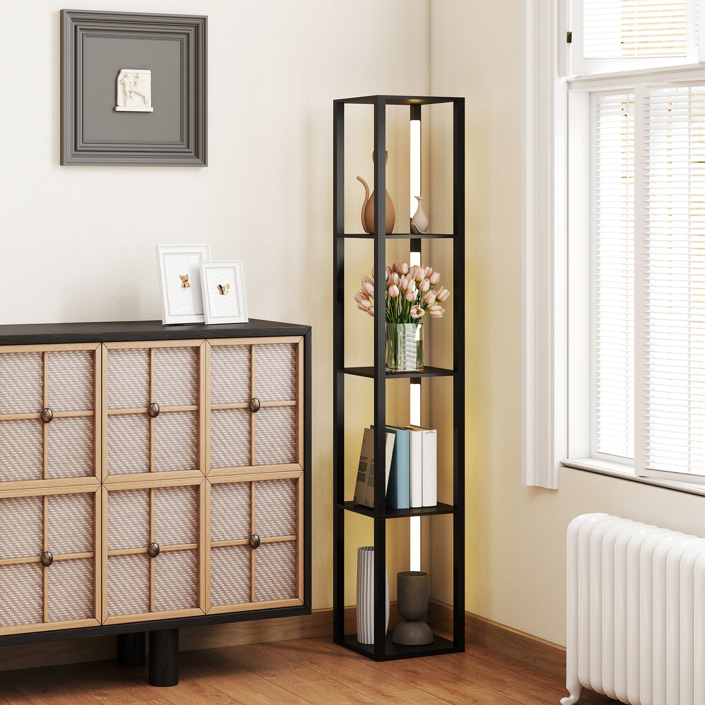 Floor Lamp for Living Room, Standing Lamp with Foot Switch, Black