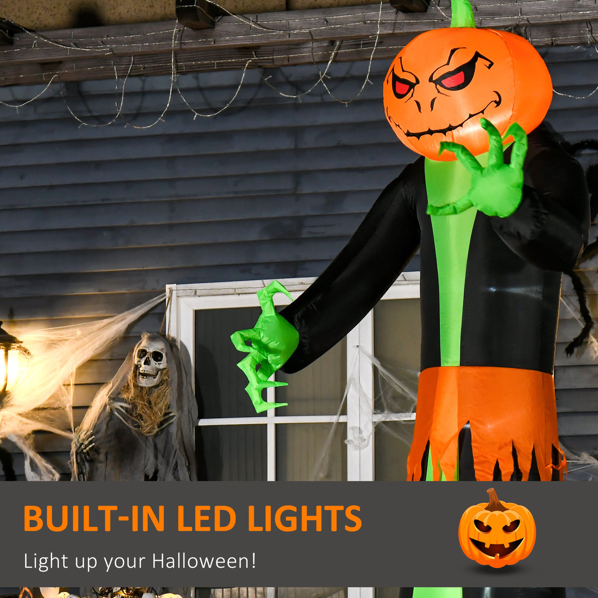 2.7m Inflatable Halloween Pumpkin with LEDs for Party Decorations
