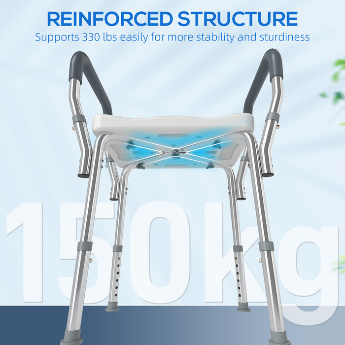 Rust-Free Aluminium Bath Chair with Adjustable Height, Grey