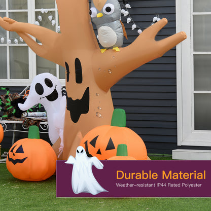 Halloween Inflatable Tree Ghost 3 Pumpkins Owl Lighted 4 LED for Lawn