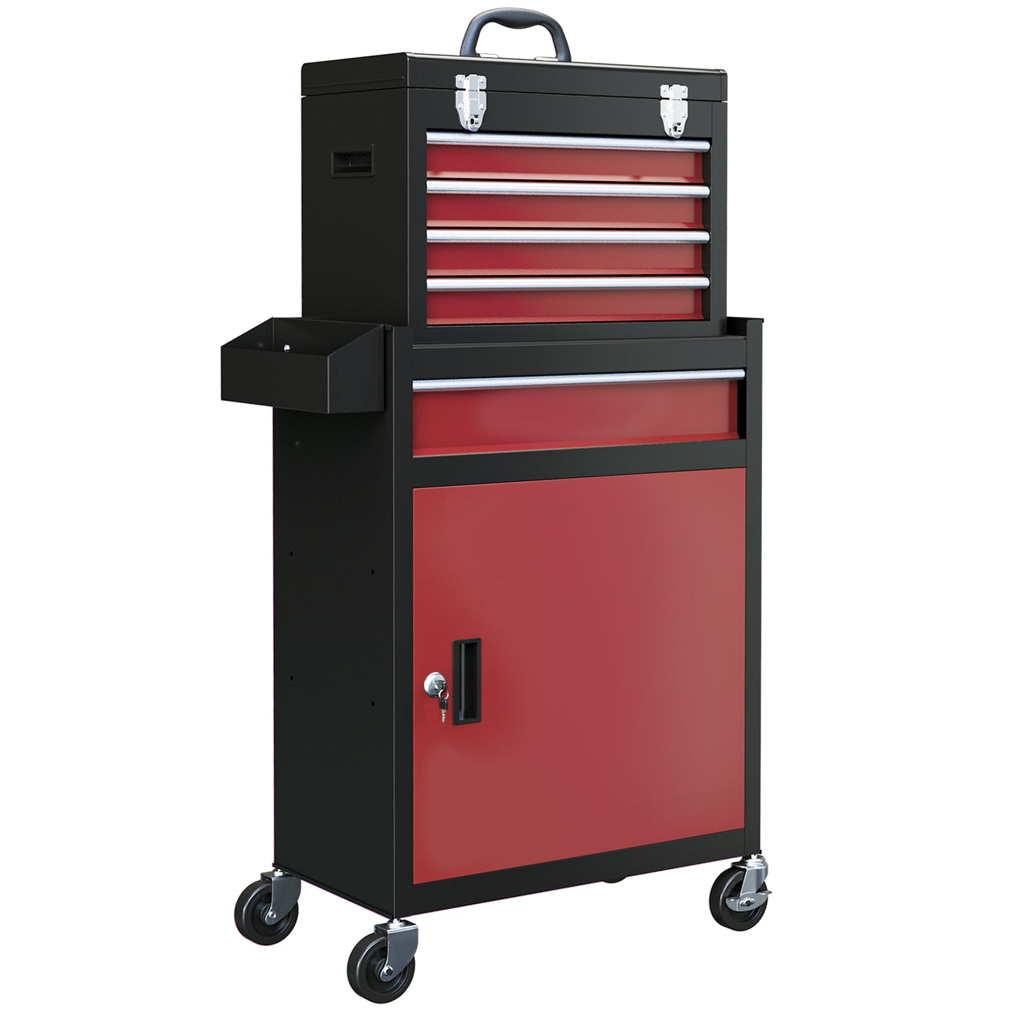 Tool Cabinet on Wheels with 5 Drawers Top Tool Chest Roller Cabinet Combo