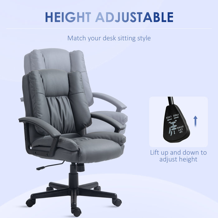 Office Chair, Faux Leather Computer Desk Chair, Mid Back Executive Chair with Adjustable Height and Swivel Rolling Wheels