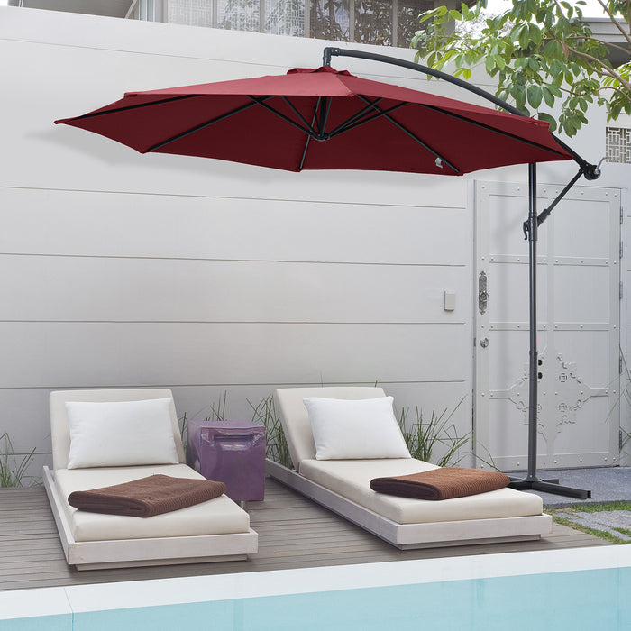 3 meter Cantilever Umbrella Garden Banana Parasol Patio Hanging Sun Shade Wine Red