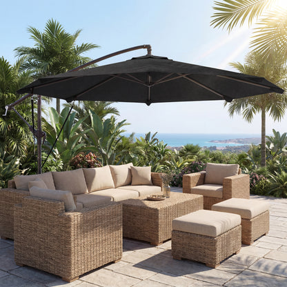 3 m Cantilever Parasol, Offset Umbrella with Cover and Wind Ropes