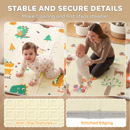 1.8m x 1.5m Reversible Folding Baby Play Mat with Storage Bag - Animals & Forest
