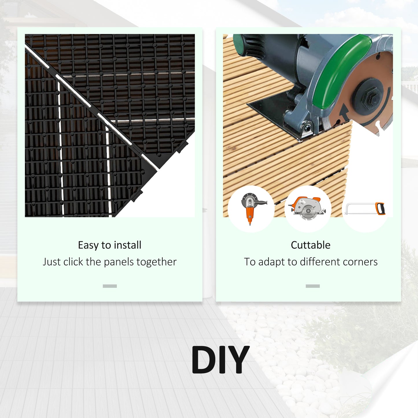 9 Pcs Interlocking Flooring Tiles for Patio, Balcony, Hot Tub, Yellow