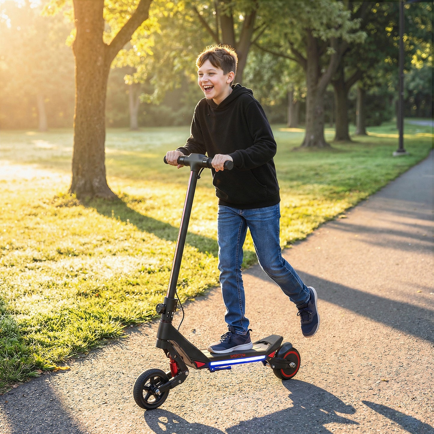 Electric Scooter for Kids, Foldable E Scooter for Age Age 6+ Black