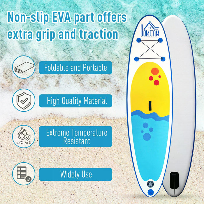 Inflatable Paddle Stand Up Board, Adjustable Aluminium Paddle Non-Slip Deck Board with ISUP Accessories & Carry Bag, 305L x 76W x 10H cm -Blue