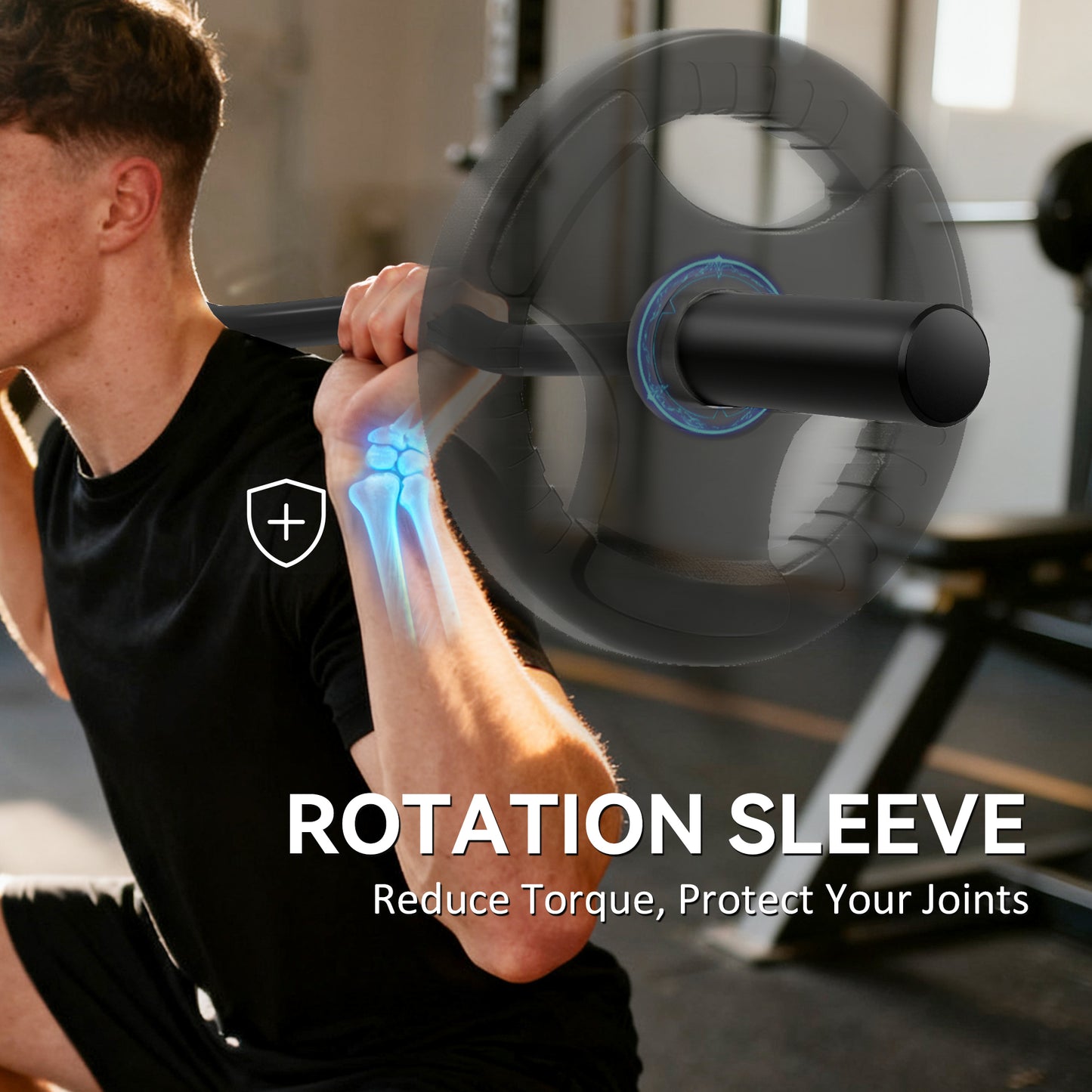 4ft Olympic EZ Curl Bar, Barbell Bar for 2" Weight Plates, Black