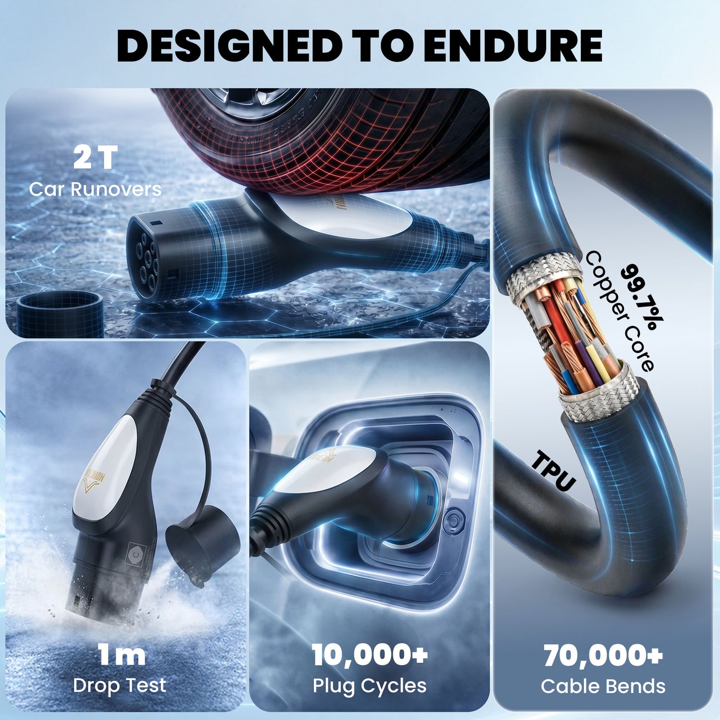 Type 2 EV Charging Cable, 7kW, 32A, Mode 3, 1-Phase, 10m