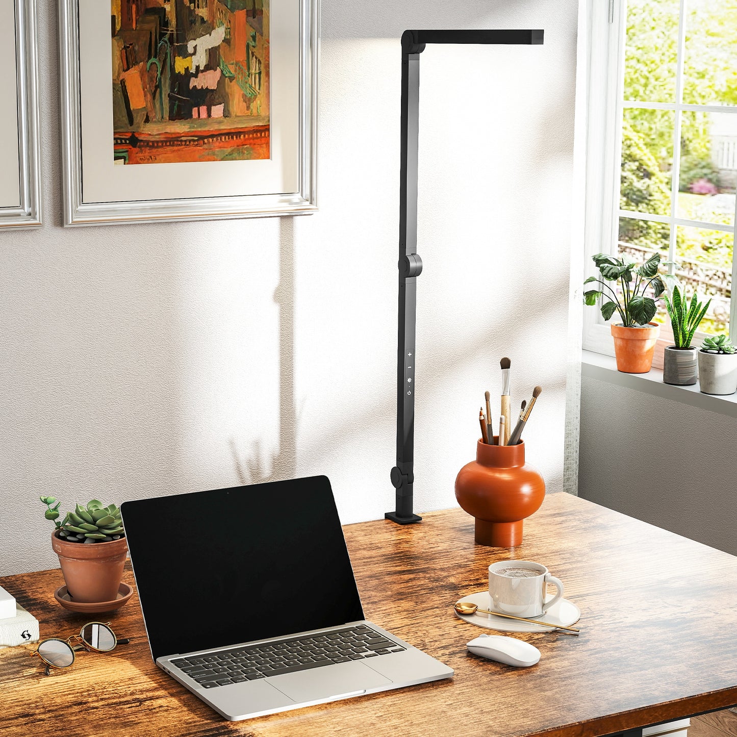 Desk Lamp with Adjustable Swing Arm, Dimmable LED Desk Light, Black